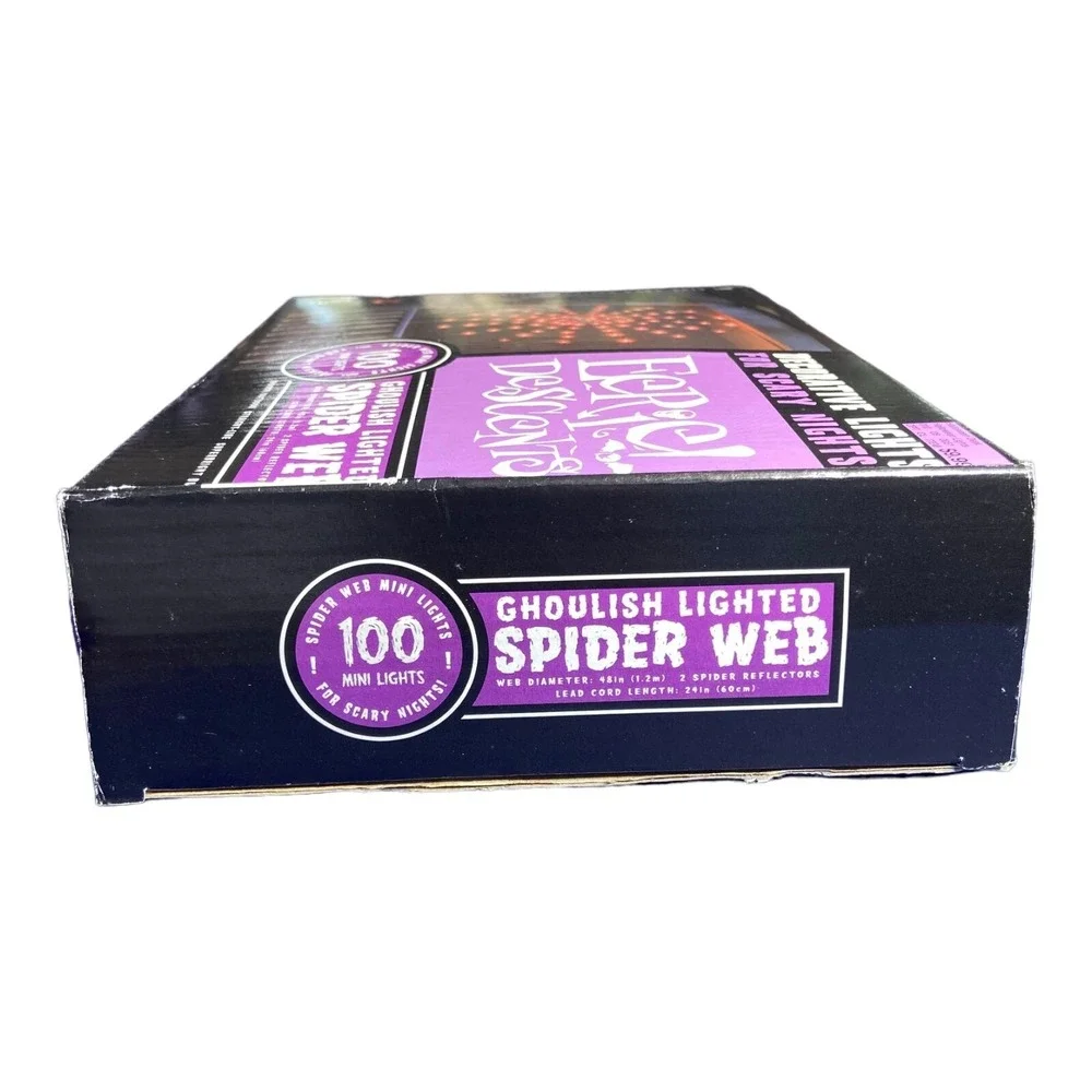 Vintage NOS Eerie Descents Ghoulish Lighted Spider Web 2002